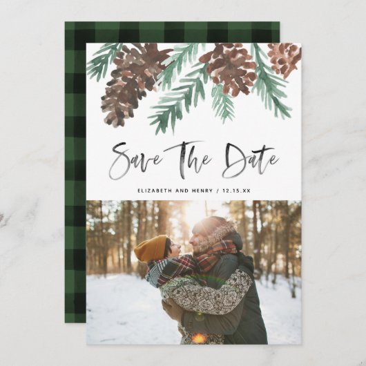 Pinecone Evergreen Save The Date (Voorkant / Achterkant)
