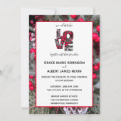 Pinecone Evergreens Red Berries Wedding Invitation Kaart (Voorkant)