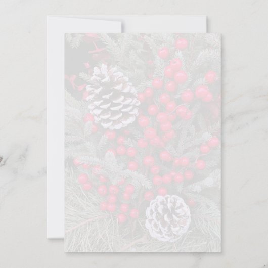Pinecone Evergreens Red Berries Wedding Invitation Kaart (Achterkant)