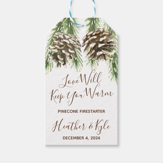 Pinecone Firestarter Wedding, Vrijgezellenfeest Fa Cadeaulabel (Voorkant)