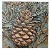 Pinecone & Foliage Faux Relief Tegeltje (Voorkant)