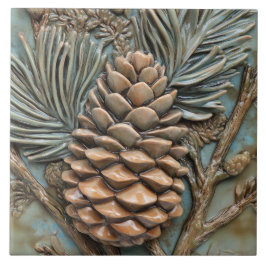Pinecone & Foliage Faux Relief Tegeltje