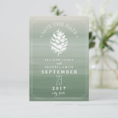 Pinecone Green Waterverf Wedding Save the Date (Staand voorkant)