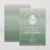 Pinecone Green Waterverf Wedding Save the Date (Voorkant / Achterkant)