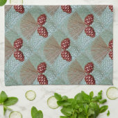 Pinecone Groene en Koperschotel handdoek (Gevouwen)