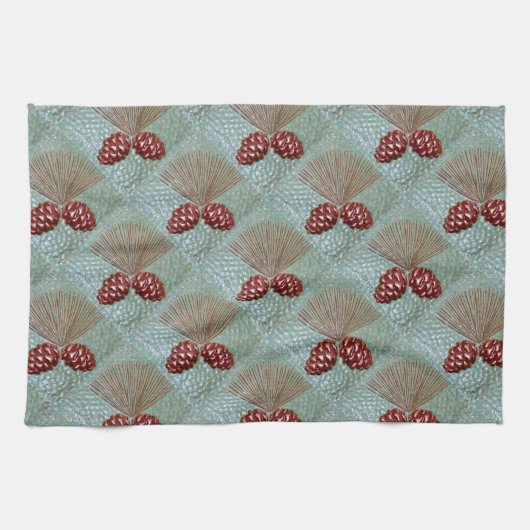 Pinecone Groene en Koperschotel handdoek (Horizontaal)