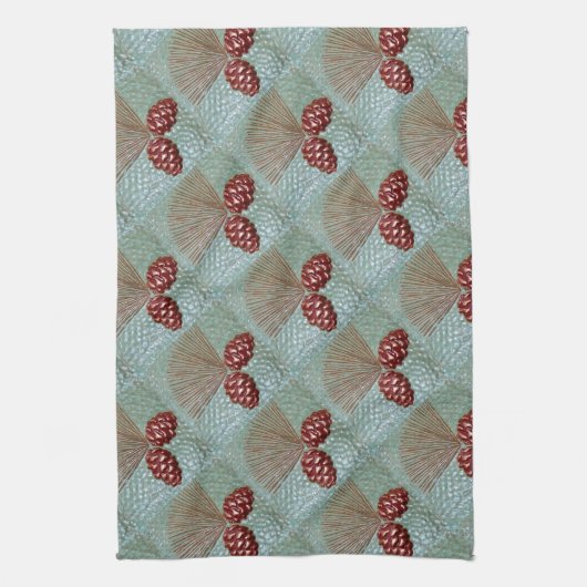Pinecone Groene en Koperschotel handdoek (Verticaal)