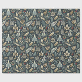 Pinecone, Holly, Sneeuwvlokken & Bessen Vakantie Cadeaupapier