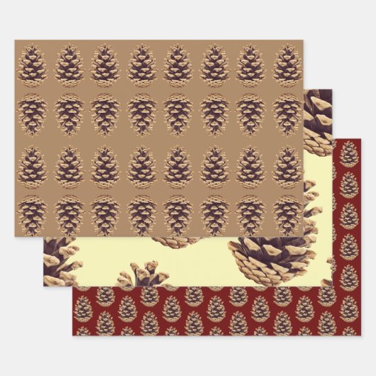 Pinecone Kerst Versiering Inpakpapier Ambachtelijk Vel (Set)