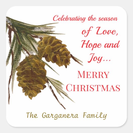 Pinecone Kerstcadeau Label (Voorkant)