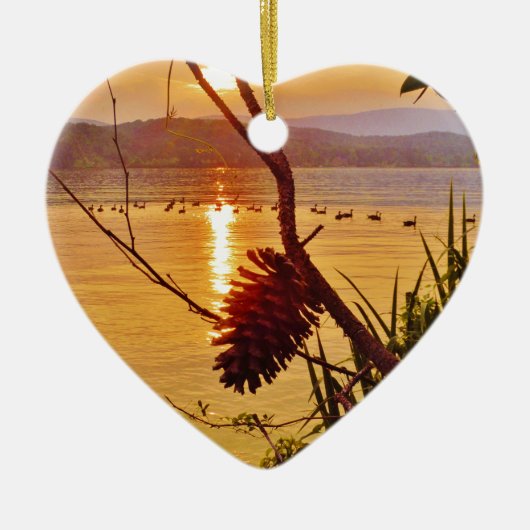 Pinecone Lake sunset Keramisch Ornament (Voorkant)