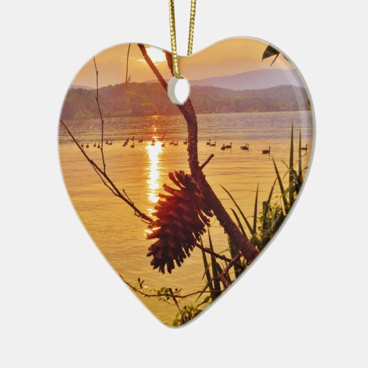Pinecone Lake sunset Keramisch Ornament (Links)