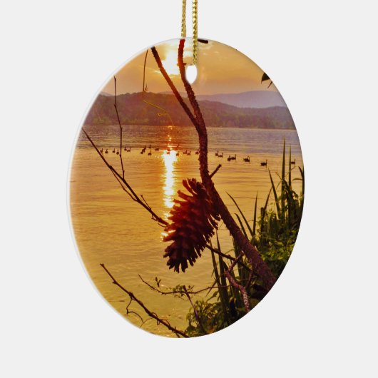 Pinecone Lake sunset Keramisch Ornament (Rechts)