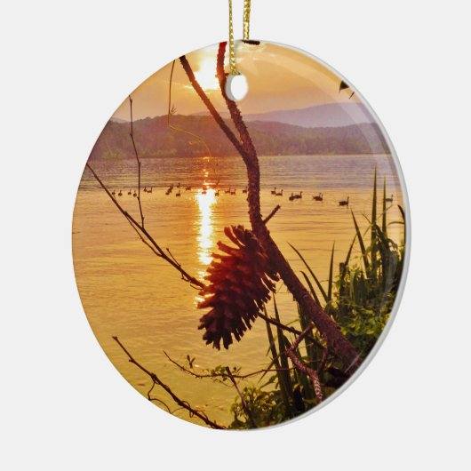 Pinecone Lake sunset Keramisch Ornament (Links)