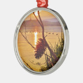 Pinecone Lake sunset Metalen Ornament (Links)