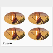 Pinecone Lake sunset Ovale Sticker (Vel)