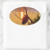 Pinecone Lake sunset Ovale Sticker (Tas)