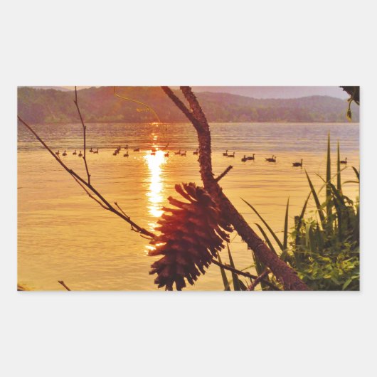 Pinecone Lake sunset Rechthoekige Sticker (Voorkant)
