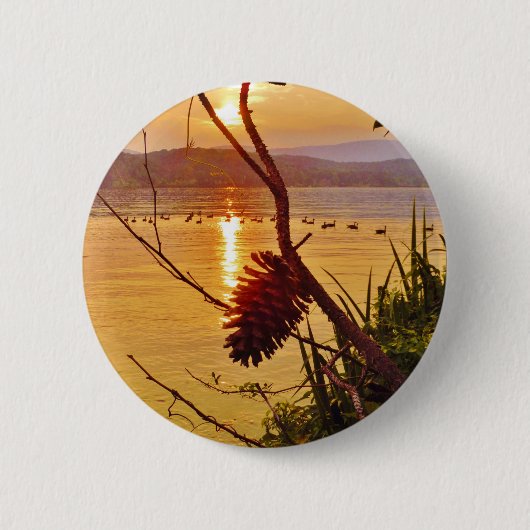 Pinecone Lake sunset Ronde Button 5,7 Cm (Voorkant)