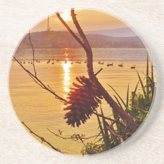 Pinecone Lake sunset Zandsteen Onderzetter (Voorkant)