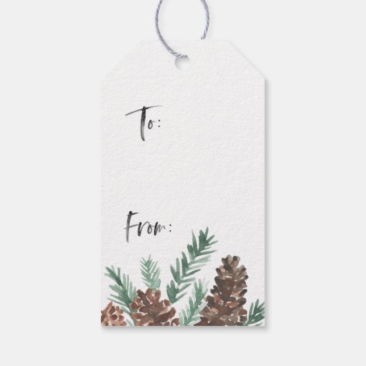 Pinecone Merry kerstpenseelscript Cadeaulabel (Achterkant)