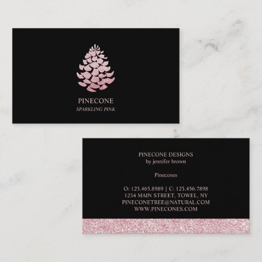 Pinecone mousroze visitekaartje (Voorkant / Achterkant)
