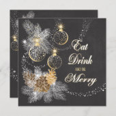 Pinecone Ornaments Chalkboard kerst Kaart (Voorkant / Achterkant)