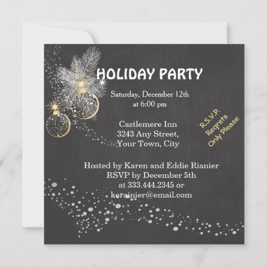 Pinecone Ornaments Chalkboard kerst Kaart (Achterkant)