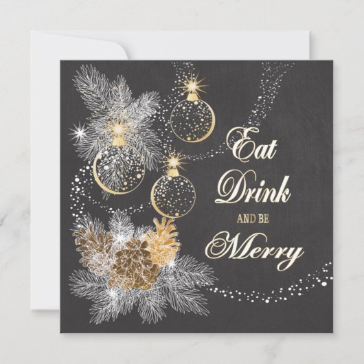 Pinecone Ornaments Chalkboard kerst Kaart (Voorkant)