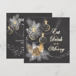 Pinecone Ornaments Chalkboard kerst Kaart
