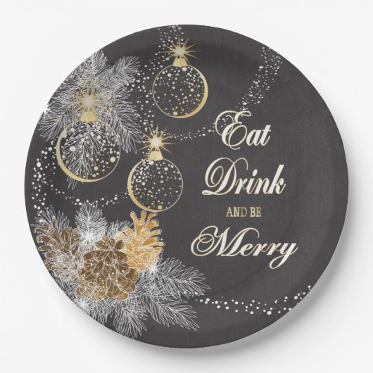 Pinecone Ornaments Chalkboard kerst Papieren Bordje (Voorkant)