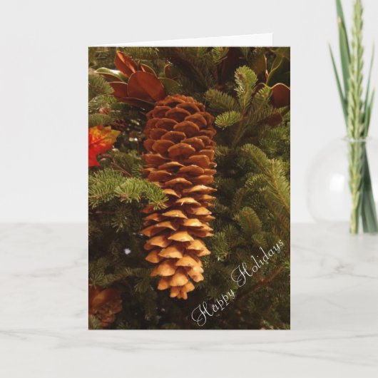 Pinecone over kerstboomvakantie-Kaart Feestdagen Kaart (Voorkant)