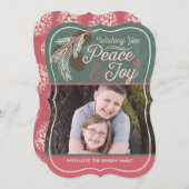 Pinecone Peace & Joy Kerstkaart (Voorkant / Achterkant)