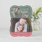 Pinecone Peace & Joy Kerstkaart (Staand voorkant)