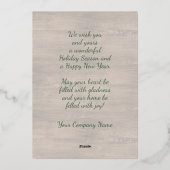 Pinecone Pine Needles Greenery Waterverf Gold Folie Feestdagenkaart (Achterkant)