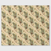 Pinecone Pine Tree Botanisch afdrukken Cadeaupapier (Vlak)