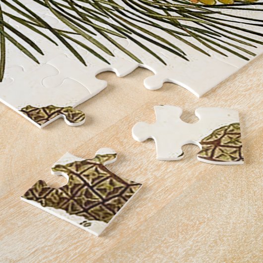 Pinecone Pine Tree  Botanisch afdrukken Legpuzzel (Zijkant)