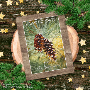 Pinecone Pine Tree Needles Greenery Waterverf Briefkaart
