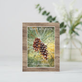 Pinecone Pine Tree Needles Greenery Waterverf Briefkaart (Staand voorkant)