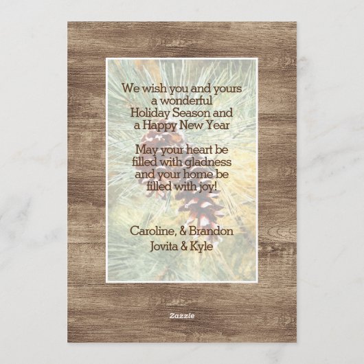 Pinecone Pine Tree Needles Greenery Waterverf Feestdagenkaart (Achterkant)