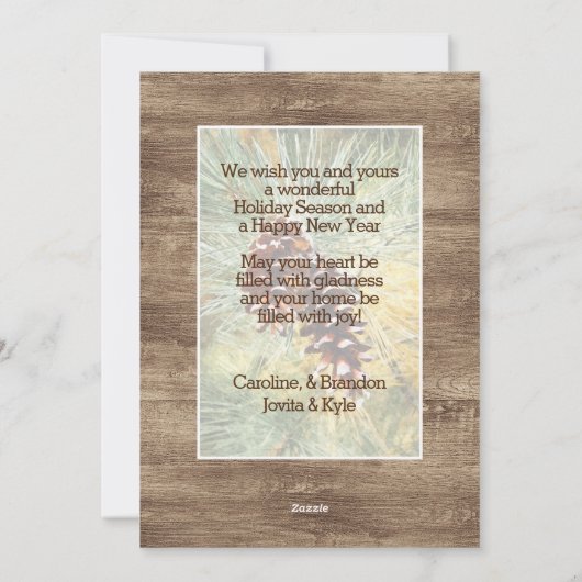 Pinecone Pine Tree Needles Greenery Waterverf Feestdagenkaart (Achterkant)