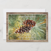 Pinecone Pine Tree Needles Greenery Waterverf Feestdagenkaart (Voorkant)