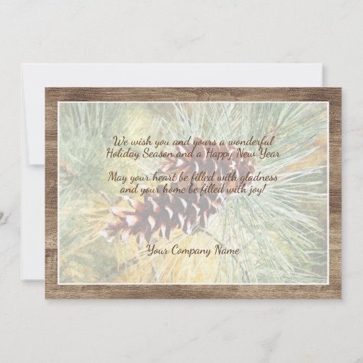 Pinecone Pine Tree Needles Greenery Waterverf Feestdagenkaart (Achterkant)