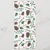 Pinecone Red Berry Kerstmis Modern Wedding Menu (Achterkant)