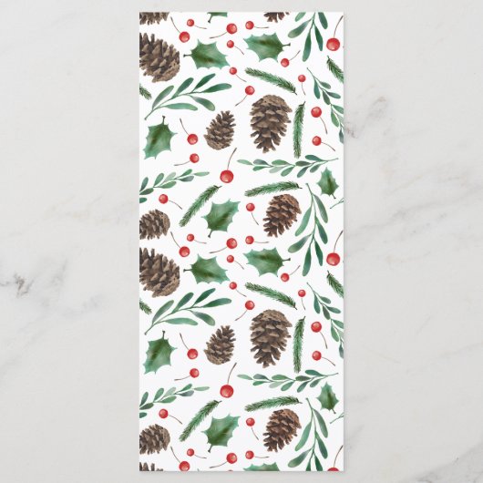 Pinecone Red Berry Kerstmis Modern Wedding Menu (Achterkant)