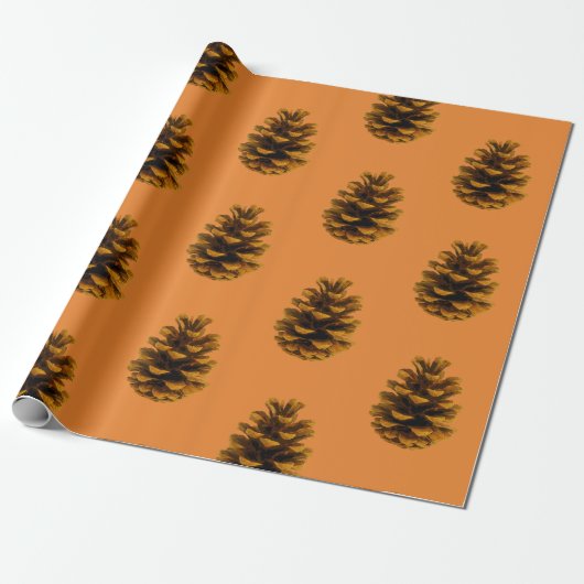Pinecone rustic natuur cadeaupapier (Uitgerold)