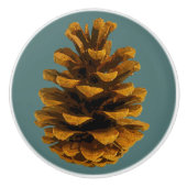 Pinecone rustic natuur keramische knop (Voorkant)