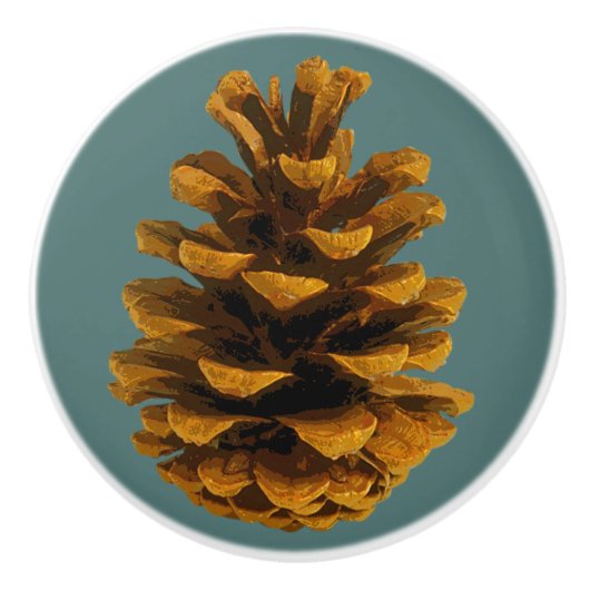 Pinecone rustic natuur keramische knop (Voorkant)