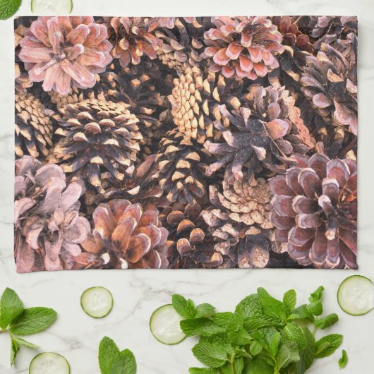 Pinecone rustieke herfst natuurlijke winterbruin theedoek (Gevouwen)