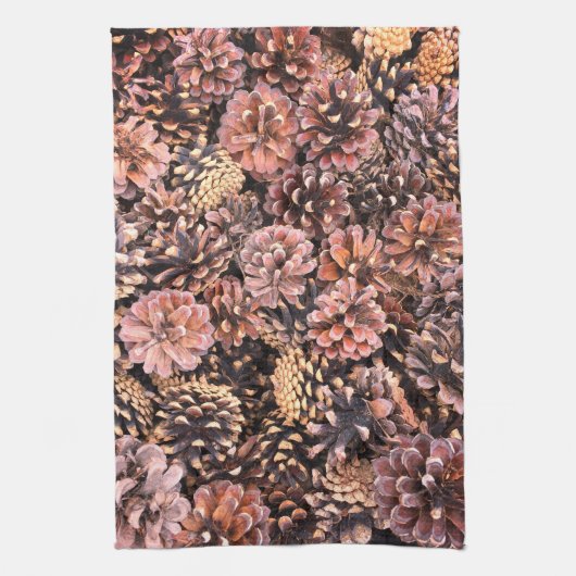 Pinecone rustieke herfst natuurlijke winterbruin theedoek (Verticaal)